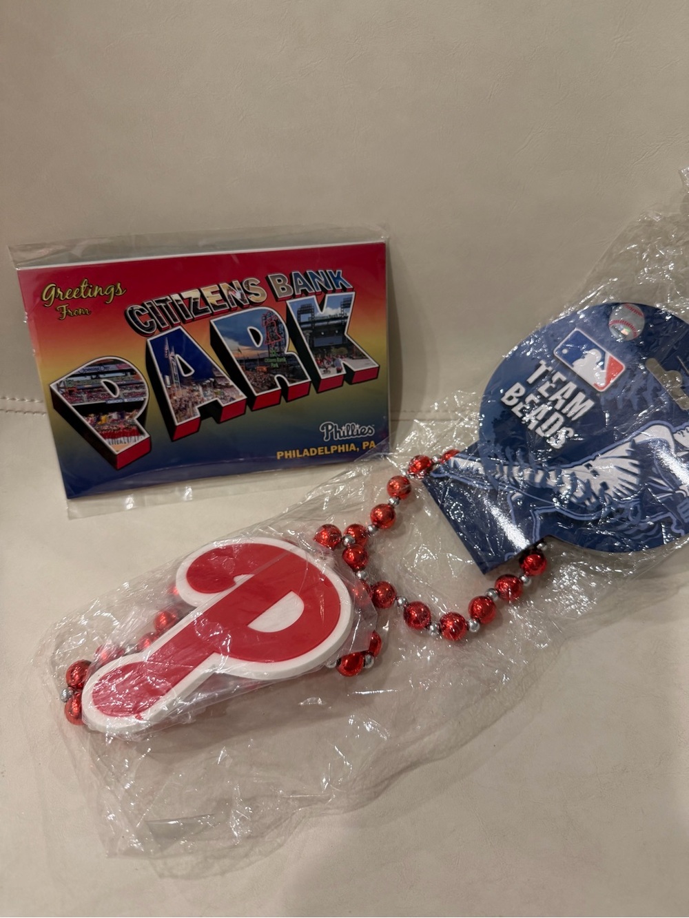Philadelphia Phillies Bead Necklace & Multiple Postcards from 2013